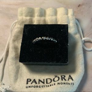 Pandora Heart Band Sterling Silver Ring size 59